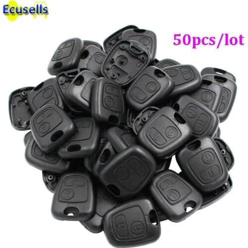 50pcs/lot key for Peugeot 206 307 207 for Citroen C2 half remote key case shell cover replacement with key fobs No blade No Logo