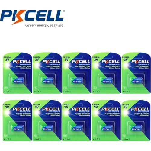 10pcs Batterie CR123A Lithium CR123 CR 123 123A CR17345 16340 1500mAh 3V 2/3A Camera Photo Batteries PKCELL