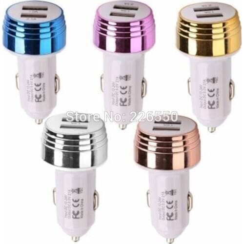 100pcs/lot Dual Port USB Car Charger Mini Universal Fast Smart Car Charger Adapter For iPhone 7 8 for Samsung