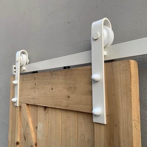 White 5FT-10FT Black Classic Sliding Barn Door Sliding Rail Hardware Barn Wood Door Sliding Track Kit Sliding Door Barn