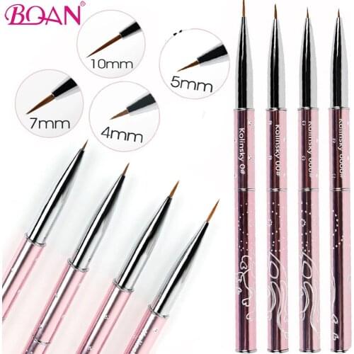 BQAN 4/5/7/10mm Pure Sable Kolinsky Brush Nail Art Liner Brush Painting Brush Nail Drawing Brush Painting Flower Pen Manicure