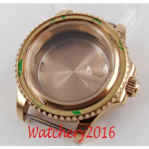 Rose Golden Plated Stainless steel Sapphire Glass Watch Case Fit Miyota 82 movement