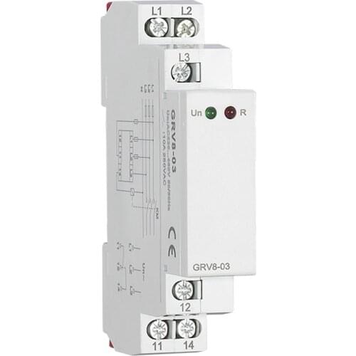 Din Rail Three Phase Monitoring Voltage Relay Industrial Control Phase Sequence Failure Protection Relay GRV8-03/08
