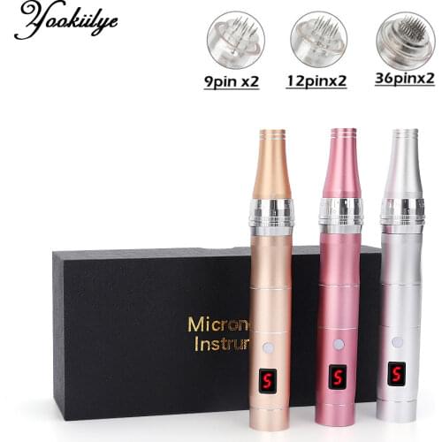 Electric Micro Tiny Needles Derma Pen Professional Wireless Microblading Pen with 6pcs needles Digital Display Derma Roller