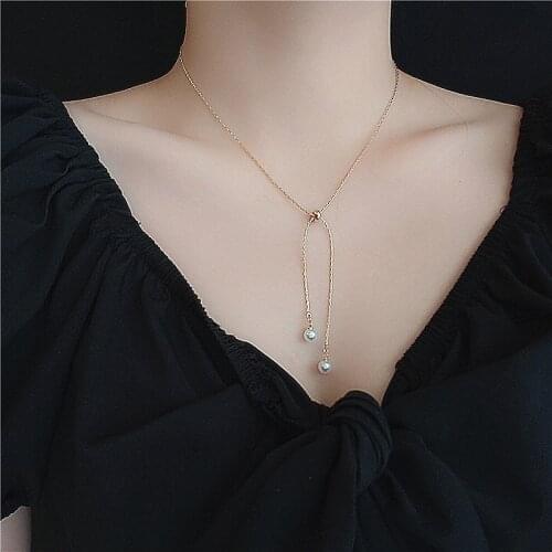 Delicate Simple Simulated Pearl Choker Necklace Women Ladies 2020 Korean Adjustable Necklace Trendy Jewelry Fine Gifts