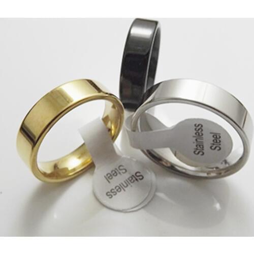Wholesale 36 pcs 6mm Inner arc black and white gold tricolor mixture Stainless Steel Rings Fashion Jewelry Mens ring