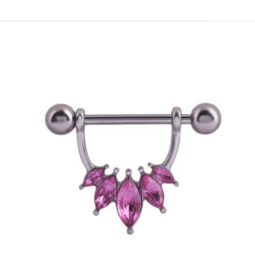 2PCS New Fashion Style Dangle Nipple Rings Piercing Flowers Crystal Sexy Women Nipple Rings Jewelry Creative Body Piercing Gift