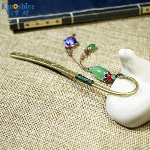 Creative Gift Bookmark Original Design Beaded Jewelry Gift Chinese Style Metal Bookmark Chineses Metal Bookmark for Students 141