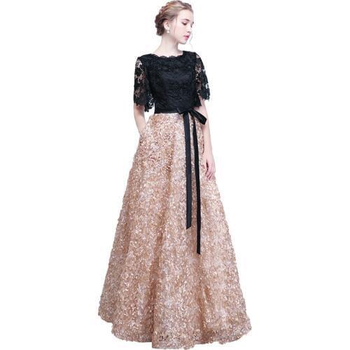 Lace Evening Dresses Long Ever Pretty A-Line Sexy Appliques Elegant Women Evening Gowns Robe De Soiree 001