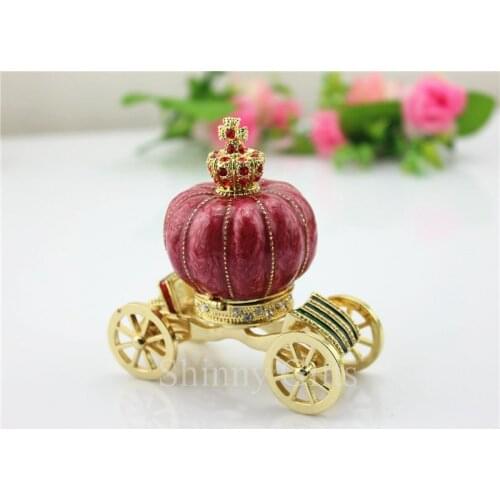 Ladys Favor New Carriage Jewelry Trinket Box Figurine Cinderella Pumpkin Carriage Hinged Collectible Keepsake Trinket Box