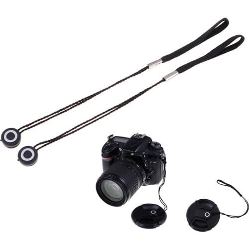 Hot sale 2Pcs DSLR Lens Cover Cap Holder Keeper Strap Cord String Leash Rope For DSLR Digital Film Camera