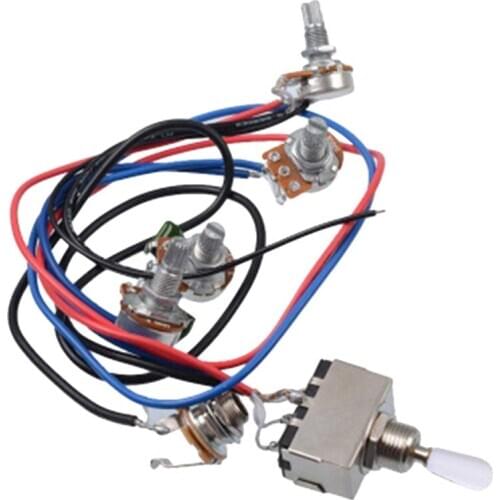 Lp Electric Guitar Pickups Wiring Harness Kit 2T2V 500K Pots 3 Way Switch With Jack For Dual Humbucker Gibson Les Pual Style Gui