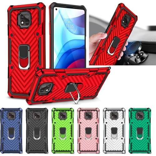 Magnetic Metal Ring Stand Armor Shockproof Case For Motorola Moto G Power Play 2021 Soft TPU Hard PC Shell Protective Back Cover