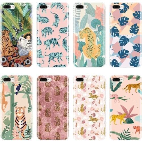 Soft Back Cover For iPhone X XR XS MAX 8 7 6S 6 S Leopard Tiger Aesthetic Leaf Phone Case Silicone For iPhone 6 S 6S 7 8 Plus