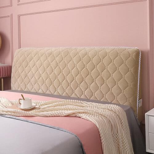 Soft Thicken Velvet Quilted Headboard Cover Solid Color All-inclusive Universal Bed Head Cover Luxury Bed Back Protector Cover