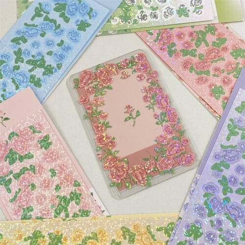 Flower Rose Stickers Aesthetic Plants Flower Diary Scrapbooking DIY Album Photo Idol Card Decoration Sticker Korean Stationery