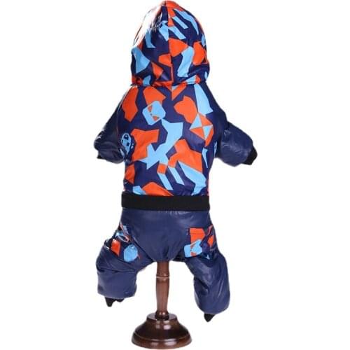 New Autumn and Winter Dog Clothes Plus Velvet Camouflage Hooded Windproof Warm Dog Clothes Four-legged Cotton-padded Clothes