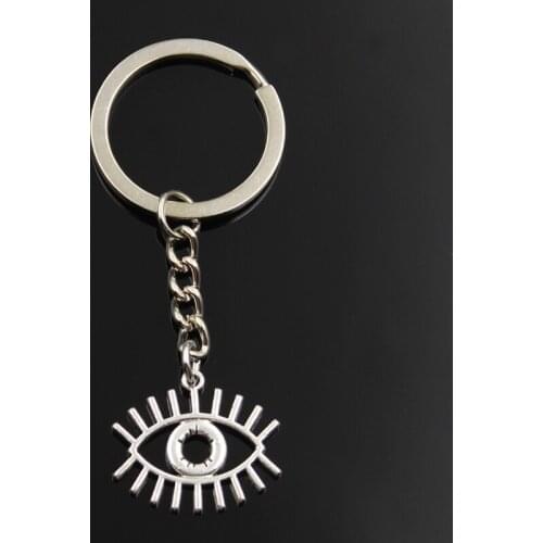 New Fashion Keychain 22x26mm Hollow Eye Pendants DIY Men Silver Color Car Key Chain Ring Holder Souvenir For Gift