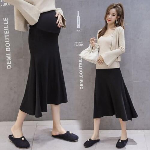 New Arrival Pregnant Women Fashion Belly Maternity Skirts Fall Fashion Tide Mom Mid-Length For Pregnant Women Knitted Skirt