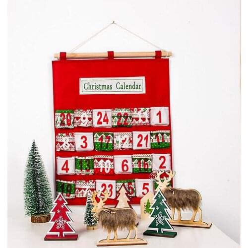 11x40x50cm Santa Claus Christmas Advent Calendar 24 Pockets Hanging Xmas Decoration 2020 3