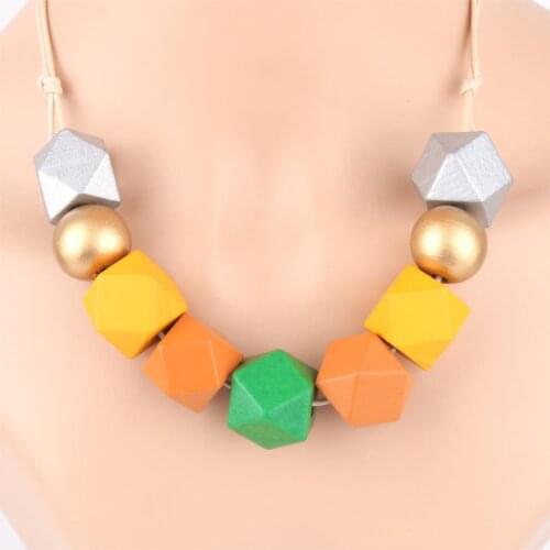 1Pc Elegant Handmade Ethnic Bohemia Geometric Wooden Bead Necklaces For Women Girl Party Gift Statement Jewlery Wholesale E2655