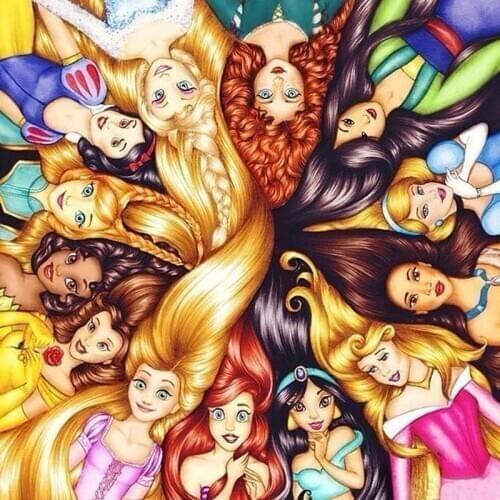 Full 5D Diy Daimond Painting Cross-stitch Cartoon Princess 3D Diamond Painting Round Rhinestone Painting Embroidery Diamant Gift