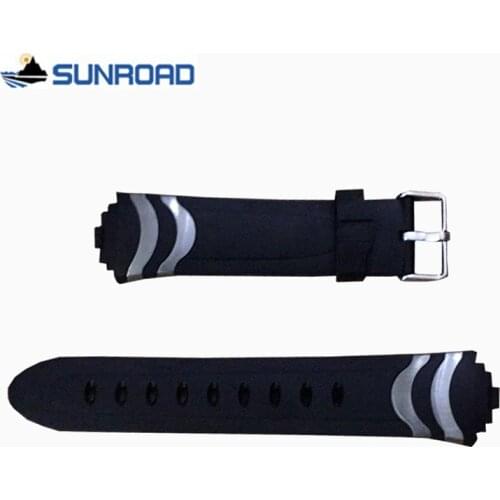 Original 20mm Black Silicone Rubber Watch Strap Waterproof Sports Watch Band For Wristwatch Sunroad FR704 FR8204 & Spovan FX704