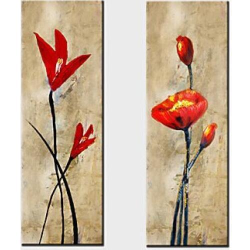 Hand Painted Modern Canvas Painting Wall Decor Floral Oil Painting-Flower canvas Wall art set of 2 pcs for Home Decor