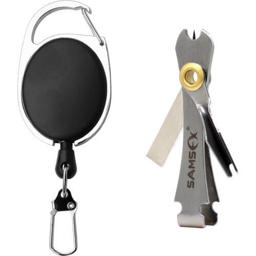 SAMSFX Quick Knot Tying Tool Fly Fishing Line Scissors Cutter Clipper Nippers Fast Knotter Tie Zinger Retractor Accessories
