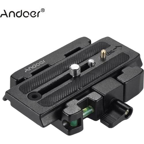 Andoer Video Camera Tripod Quick Release Clamp Adapter with Quick Release Plate Compatible for Manfrotto 501 500AH 701HDV 503HDV