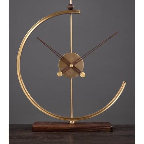 Nordic Modern Table Clock Copper Luxury Creative Living Room Simple Office Desktop Clock Reloj De Mesa Home Decor Clock DA60ZZ