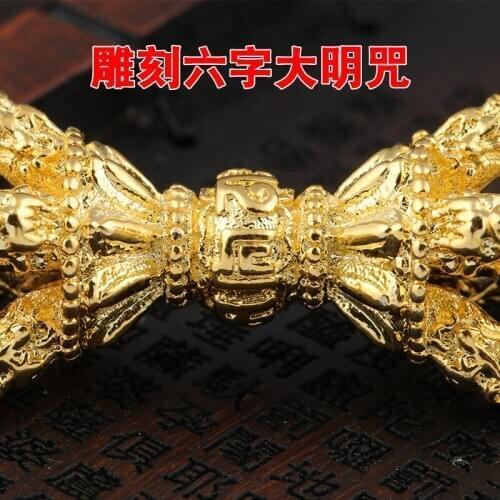 Tibetan Buddhist supplies, copper, gold and Tantric Buddhist instruments, six-character true words, diamond pestle Pendant