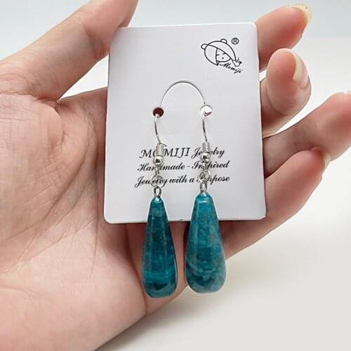 Korean Style Natural Stone Dangle Earrings for Women Leopard Skin Stone Pendant Stainless Steel Earrings Charm Jewelry Wholesale