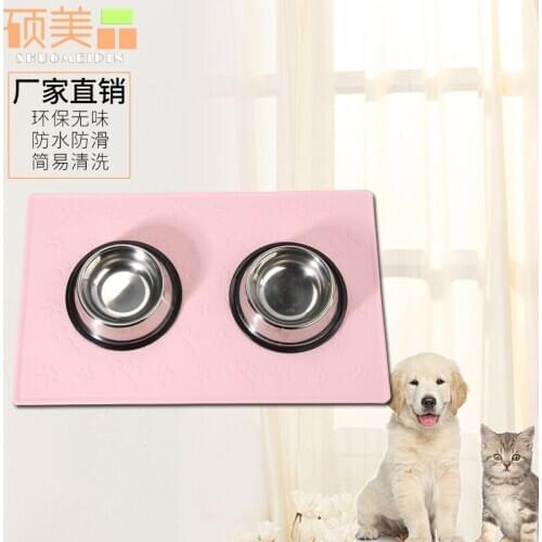 Waterproof Pet Mat For Dog Cat Solid Color Silicone Pet Food Pad Pet Bowl Drinking Mat Dog Feeding Placemat Easy Washing