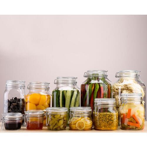 High Quality Lead-free Glass Made In Italy Food Tea Storage Bottle Jars With Cover Seal Jar Hand Blown Clear 500ml 750ml 5L 4L