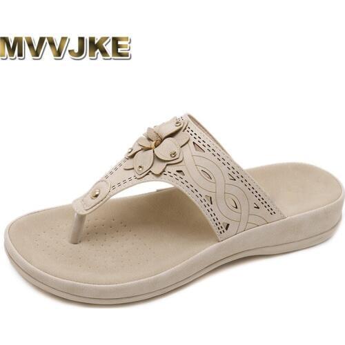 MVVJKEWomen Sandals Bohemian Boho Shoes Floral Flower Slippers Thick Sole Bottom Platform Wedge Shoes Cut Out Comfort Shoes