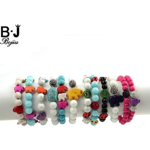 BOJIU Unique Jewelry Chakra Bracelet Charm Elastic Irregular Natural Stone Zircon Bracelet For Women Festival Gifts BC146