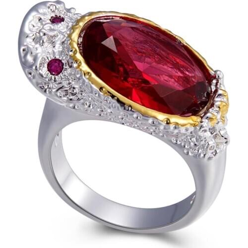 New Design Feminine Zircon Ring for Women Cap Look Big Red Stone Cute Duck Wedding Engagement Jewelry