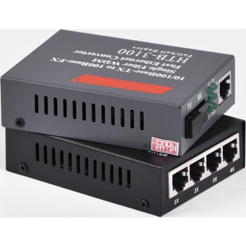1 Pair Optical Fiber Media Converter 10/100M 4 RJ45 1 SC Singlemode Single Fiber and 10/100M 1 RJ45 1 SC Singlemode Single Fiber
