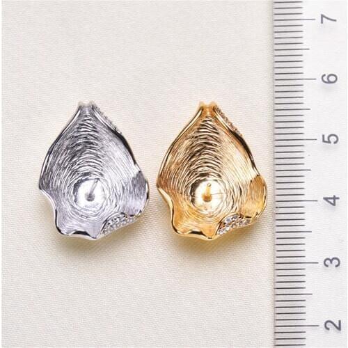 1pcs Gold Plated Pendant Base Mussel Bead Pearl Pendant Mountings Settings diy Blank Jewelry Mountings