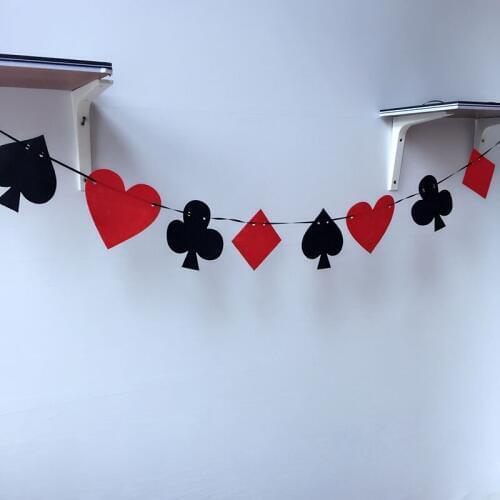 100set Casino Party Playing Cards Poker Pennant Bunting Flag Felt Banner Sign Birthday Hanging Decoration ZA5649