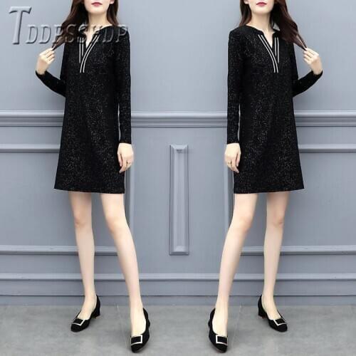 2020 Autumn Plus Size Women Dress Short Style Temperament Female Dresses