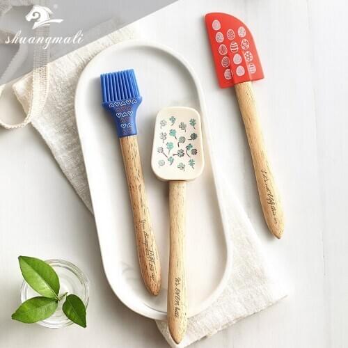 3PCS Non-stick Baking Kitchenware Set Food Grade Silicone Baking Utensils Cream Spatula Oil Brush Butter Scraper Cooking Set