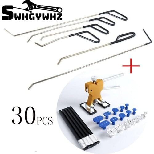 30PCS Car Dent Repair Tool Paintless Dent Repair Set Ejector Rod Crowbar No Paint Dent Repair Puller Hail Pit