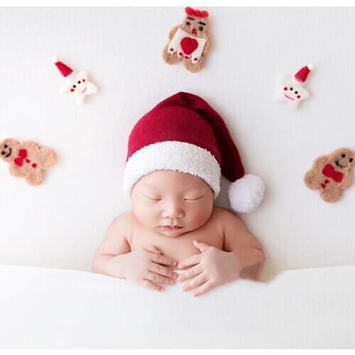 Fantasyland Newborn Photography Props Hand-made Wool Felt Christmas Tree The Gingerbread Man For Photo Shoot Accessories