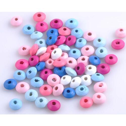 6x12mm 100pcs Mixed Color Nature Flat round Wooden Wheel Beads Fit Jewelry DIY MT1423X