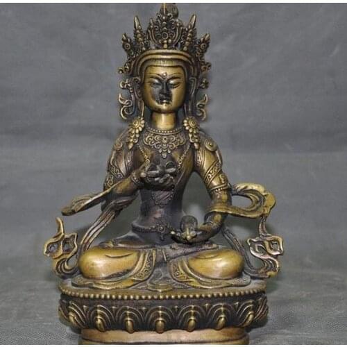 8" Tibet Buddhism bronze Vajrasattva Tara Kwan-Yin Guanyin Bodhisattva statue