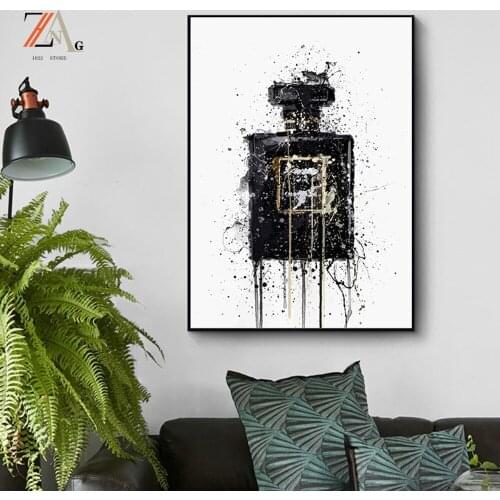 Abstract Black Fashion Perfume Poster Canvas Painting Cuadros Art Wall Decoration Mural Modern Home Living Room Decor No Fram