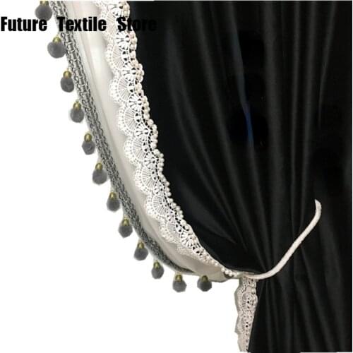 American Retro Curtain Black Velvet Shading Cloth Flannel Fabric Bedroom Simple European Curtain Finished Product Customization