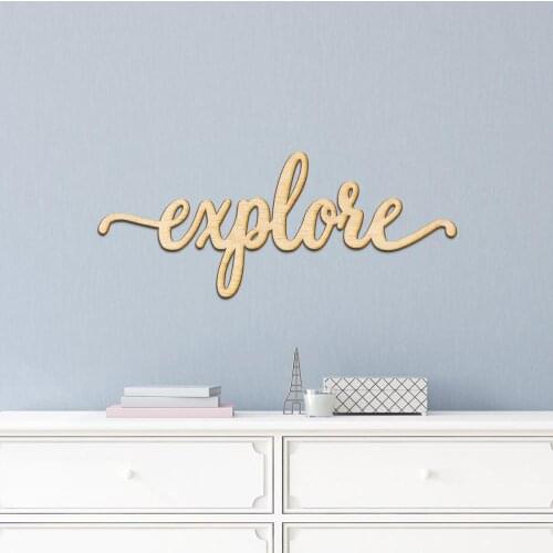 Wood Sign Art, Explore Charlie Script Wood Sign -Wooden Sign, Laser Cut Wood, Wood Decor, Art Room Sign, Explore Sign, Gallery